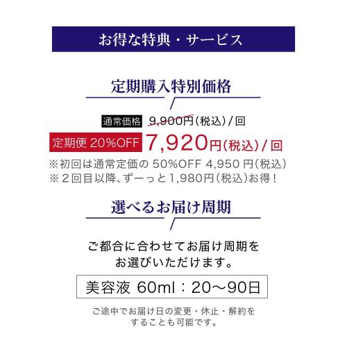 【定期購入】美容液 60ml ＜初回4,950円/2回目以降7,920円 送料無料＞【ポイントキャンペーン対象外】